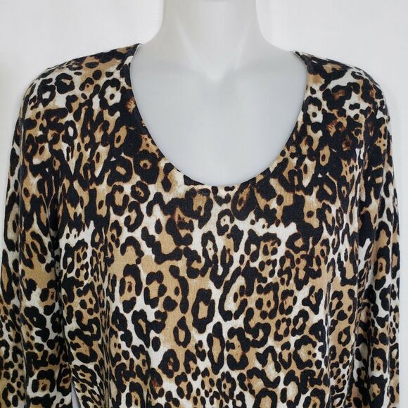 Talbots Womens Sweater Small Pure Merino Wool Lightweight Pullover Animal Print - Picture 3 of 9